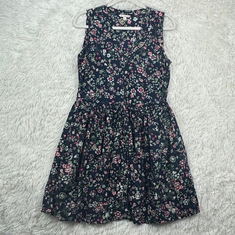 Gap Navy Floral Fit & Flare Shirt Dress S